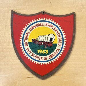 BSA 1953 Boy Scouts of America National Jamboree Irvine Ranch Calif SHIELD Sign